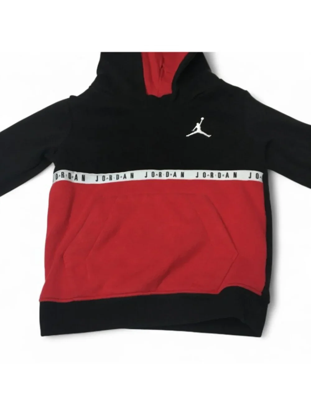 Nike Air Jordan Kids Hoodie Black Red Pullover Sweatshirt Jumpman Logo Size 24m